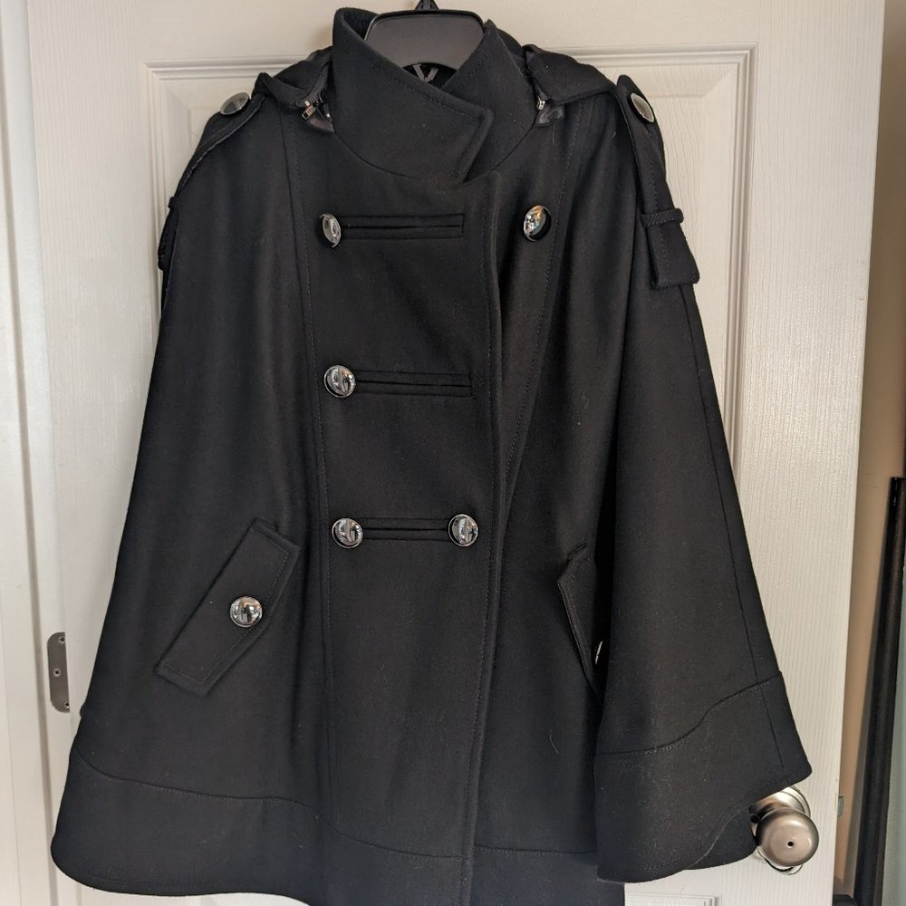 Kenneth Cole New York Black Hooded Cape